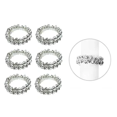 Image of YöL 6 Napkin Rings Silver Jingle Bells Metal Christmas Xmas Party Table Set Round
