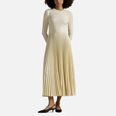 Image of Polo Ralph Lauren Sweaterbodice Longsleeve Dress Maxi dress, Women&#039;s, Size: Large, Authentic cream