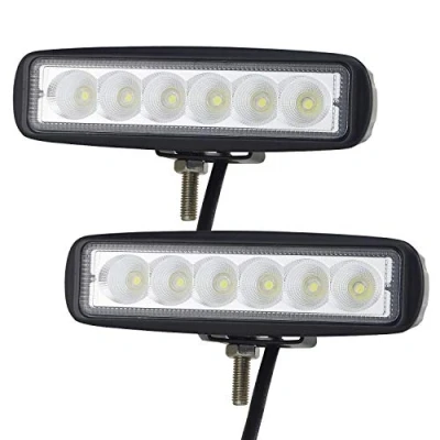 Image of Willpower 2pc 6 inch 18W Led Work Light Flood Beam Bar Single Row Pods 12V 24V Waterproof Offroad Driving Lights Fog Lamps for Truck Car 4x4 ATV UTV SUV Boat Motorcycle