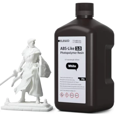 Image of ELEGOO ABS Like 3D Printer Upgraded Resin 3.0 White 2KG, 405nm UV Curing Photopolymer for LCD Printing