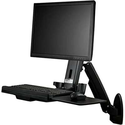 Image of StarTech.com Wall Mounted Sit Stand Desk Single Monitor Adjustable Standing Converter Height Riser (WALLSTS1)