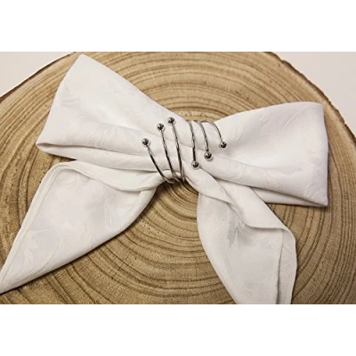 Image of Decor Essentials Spiral Metal Napkin Rings Xmas Dinner Wedding Pack of 6 Christmas Deco (Silver)