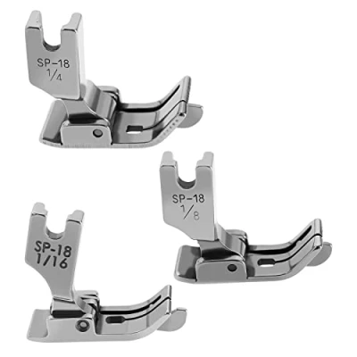 Image of VGOL 3PCS Industrial Sewing Machine Hinged Presser Foot with Right Guide 1/16 1/8 1/4 Inch Compatible Brother Consew Singer