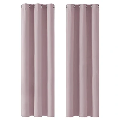 Image of Deconovo Curtains Thermal Insulated Blackout Material Eyelet for Windows Baby Pink 42 x 90 Inch 2 Panels