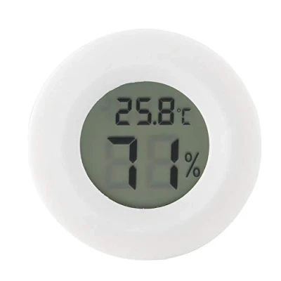 Image of Zerodis Mini Digital LCD Thermometer Hygrometer Pet Electronic Humidity Temperature Meter Thermo for Incubators Indoor Reptile Breeding Box Weather Station Greenhouse Basement Round(White)