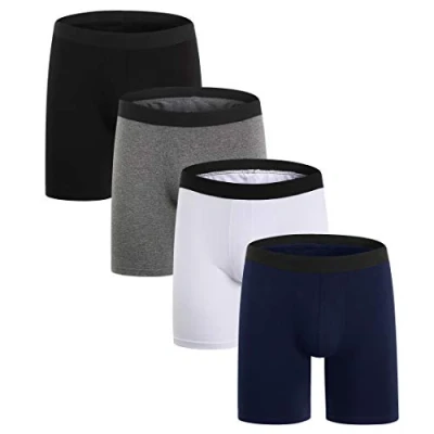 Image of ZLYC Men Long Leg Cotton Boxer Shorts Underwear, 3/4 Pack(Multicolour),XL