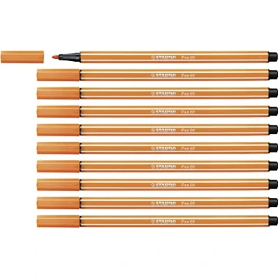 Image of Premium Fibre Tip Pen STABILO 68 Pack of 10 Pale Vermillion