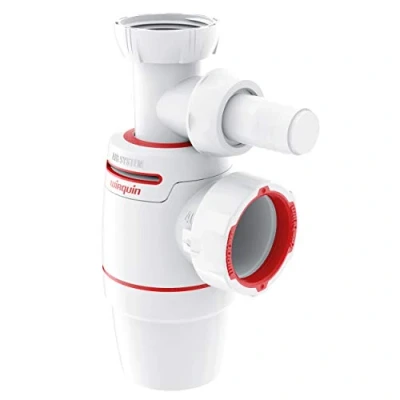 Image of Wirquin 30722155 Siphon d&#039;évier Néo Air ⌀40 mm zéro fuite avec Prise Machine à Laver, Blanc Neo Sink Washing Socket, Diameter 40, White