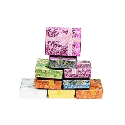 Image of findout jewellery 9pcs Sparkling vibrant colors Ribbon cardboard necklace boxes for jewelry, boxes, box small, packaging, bracelet :9x7x2.4cm