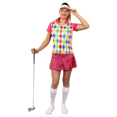 Image of LADIES GOLF GOLFER COSTUME GREEN GOLFING BABE SPORTS GIRL TOP &amp; SKIRT FANCY DRESS (SMALL)