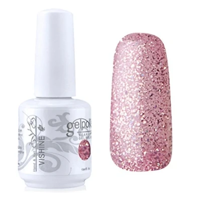 Image of Vishine Gelpolish Manicure Salon UV LED Soak Off Gel Nail Polish Varnish Color Glitter Pink(1353)