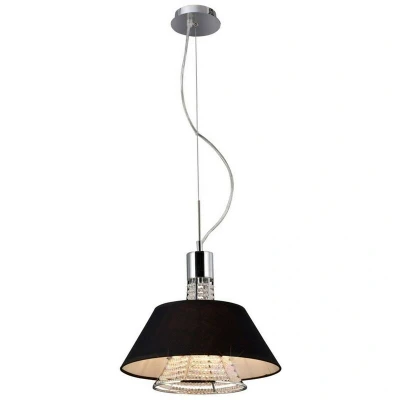 Image of Davina Ceiling Pendant with Black Shade 2 Light Polished Chrome, Crystal