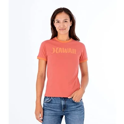 Image of Hurley Women&#039;s W Oceancare Aloha Ss Tee T Shirt, Mineral Red, XS
