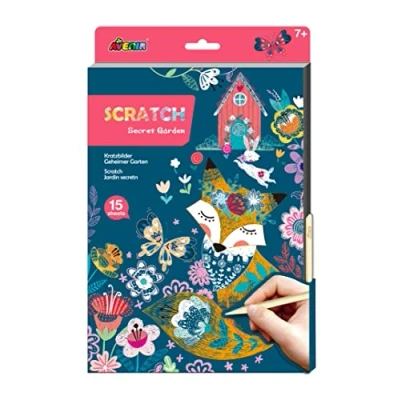Image of Avenir A4 Scratch Book Secret Garden &amp; Craft Activity for Ages 6+