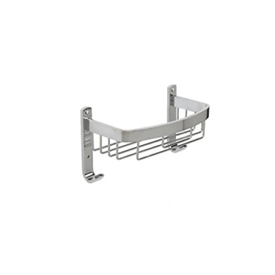 Image of Croydex Aluminium Large Basket Bathroom Storage Solution with Screw to Wall Fixings, Rust Free Chrome Shower Caddy, Plugs and Screws Included, Maximum Load 5kg Elegant Accessory