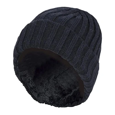 Image of HEAT HOLDERS Boys Every Day Casual Wear Ribbed Turnover Winter Hat for Kids (7 10 Years, Black)