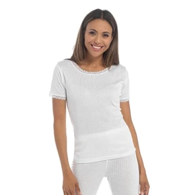 Image of undercover lingerie 2 Pack Womens Thermal Short Sleeve Vest White 2XL