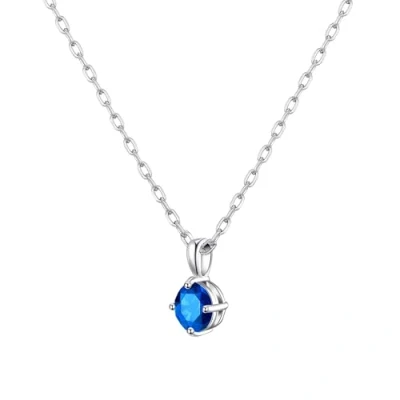 Image of Philip Jones Sterling Silver Dark Blue Necklace Created with Zircondia® Crystals