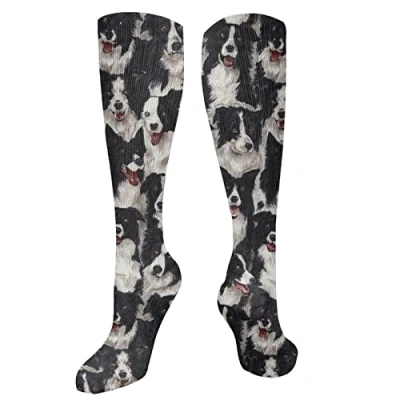 Image of 351 Thick Socks Border Collie Long Cute Work Unique Mens 50Cm For Mother&#039;S Day, Child, Valentine&#039;S Day