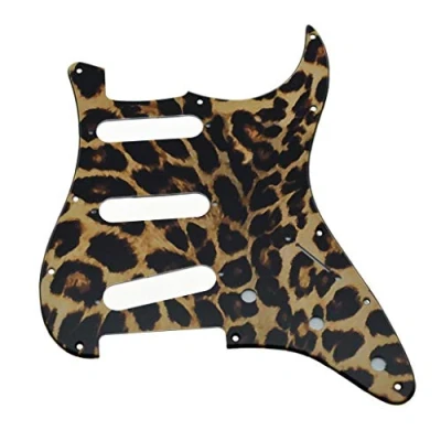 Image of Dopro 11 Hole Strat Style Guitar 3D Printed Plastic Pickguard Bridge Reversed with Screws For Fender Jimi Hendrix Stratocaster Leopard Stripe