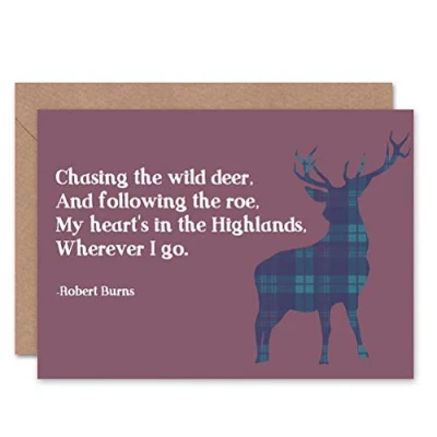 Image of Wee Blue Coo QUOTE ROBERT BURNS POET HEART HIGHLANDS SCOTLAND BLANK GREETINGS CARD