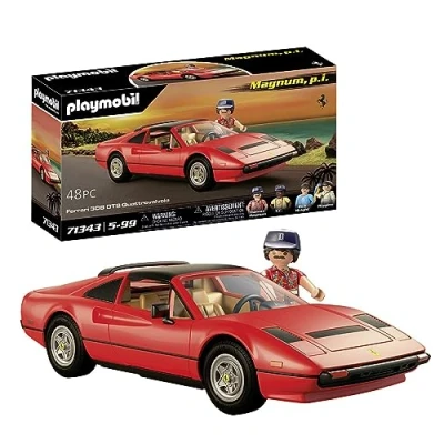 Image of Playmobil 71343 Famous Cars Magnum, P.I. Ferrari 308 GTS Quattrovalvole, supercar, Collector&#039;s item for car enthusiasts, Toy collectors and suitable children ages 5+