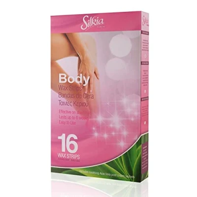 Image of Silkia Body Wax Strips with Aloe Vera Cream Sachets Pack of 16, SIL001