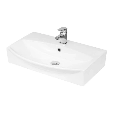 Image of Hudson Reed NBV165 Modern Bathroom Wall Hung Rectangular Vessel Sink, 150mm x 600mm, White