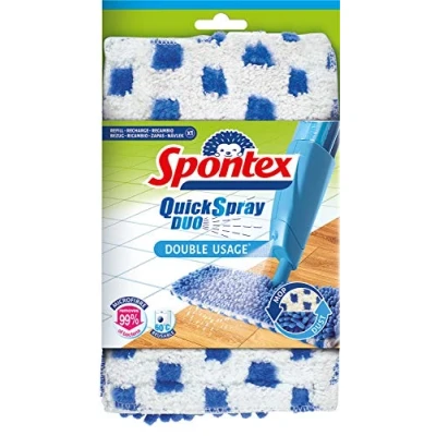 Image of Spontex Quick Spray Duo Flat Mop Head Refill Microfibre Pad Cleans Laminate, Wood &amp; Tile Flooring No Touch Reversible