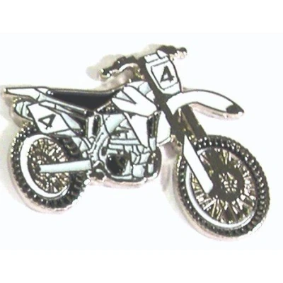 Image of Metal Enamel Pin Badge Brooch Moto Cross Enduro Trials Trail Green Lanes Bike Motorcycle (WHITE)