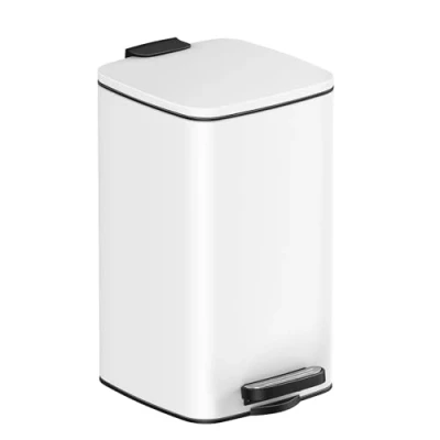 Image of SONGMICS Bathroom Bin, 8L Small Pedal Toilet Bin for Spaces, Soft Close Lid, Steel, White LTB591W0802