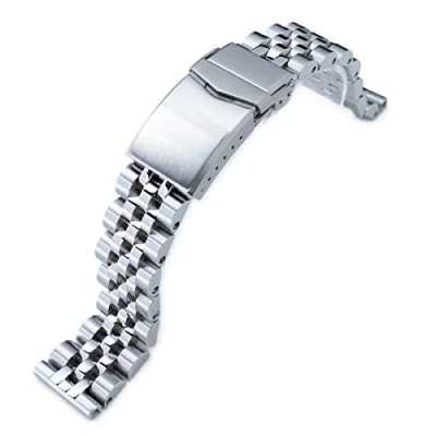 Image of MiLTAT Stainless steel 316L 20 mm Angus J Louis watch strap, straight finish, brushed/polished, V clasp, SS201820B058S(DE)