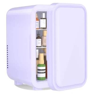 Image of YASHE Mini Fridge, 6 Liter/8 Can 220 240V AC/DC Portable Thermoelectric Cooler Refrigerators for Bedroom, Skincare, Beverage, Office, Dorm Room and Car, Purple
