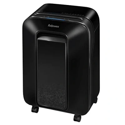 Image of Fellowes Paper Shredder for Home Office Use 100% Jam Proof 12 Sheet Mini Cut Deskside with Large 22L Pull Out Bin Powershred LX200 DIN Level P4 Black