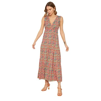 Image of Trendyol FeMan Maxi A line Regular fit Knit Dress Multicolor