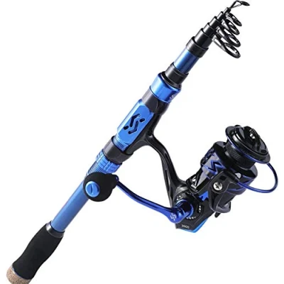 Image of Sougayilang Fishing Rod Reel Combos, 24Ton Carbon Fibre, Portable Telescopic Pole for Travel with Spinning Reels Saltwater Freshwater 2.7B