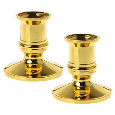 Image of guangzhou 2Pcs Plastic Gold Plated Candle Base Holder Pillar Candlestick Stand For Electronic Candles Tapers Christmas Party Decor Golden