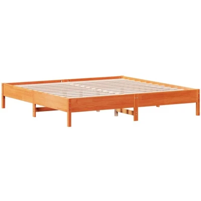 Image of vidaXL Bed Frame without Mattress Wax Brown 200x200 cm Solid Wood Pine