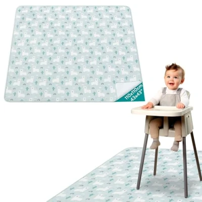 Image of Navaris Splash Mat for Baby Highchair Waterproof Plastic Food Catcher Floor Mats Under High Chair Wipeable Messy Play Splat Covering Floors