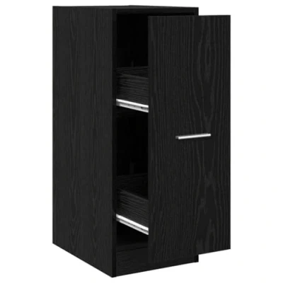 Image of vidaXL Black Oak Apothecary Cabinet 30x41x77 cm Matte Finish Engineered Wood Storage for Office/Living Room Easy Assembly