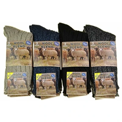 Image of 3/6 /12 Pairs Mens Chunky Wool Socks Hiking Winter Warm UK 6 11 (Assorted Pairs)