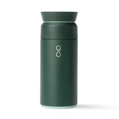 Image of Ocean Bottle Recycled Stainless Steel Brew Flask Eco Friendly &amp; Reusable Forest Green 350ml