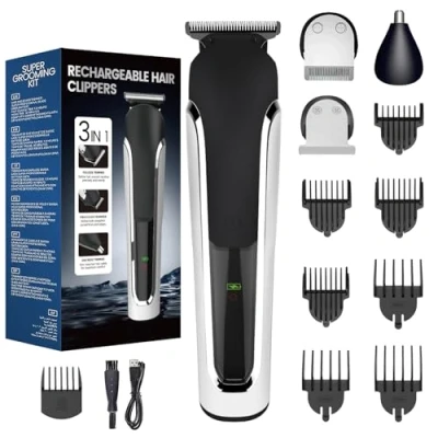 Image of Vexloria Beard Trimmer Men, Hair Clippers All in One Men&#039;s Grooming Kit with Nose and Ear Trimmer, Detail IPX6 Waterproof Professional Cordless Clipper 4 Limit Combs