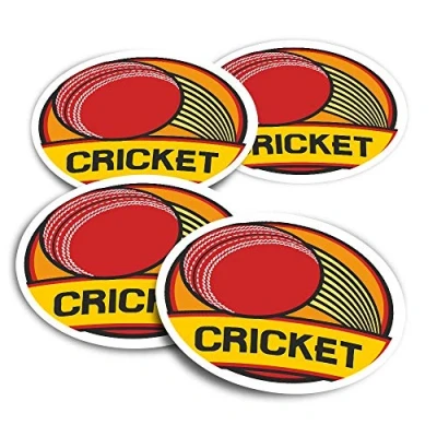 Image of Vinyl Stickers (Set of 2) 10cm Cricket Ball England English UK Fun Decals for Laptops,Tablets,Luggage,Scrap Booking,Fridges #7232