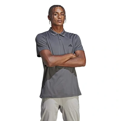 Image of adidas Men&#039;s Train Essentials Training Polo Shirt, Grey Five/Black, L