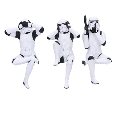 Image of Nemesis Now Three Wise Sitting Stormtrooper Figurines 11cm, Resin, White, Official Original Stormtrooper, Shelf Sitters, Sci Fi Movie Collectible, Cast in the Finest Hand Painted