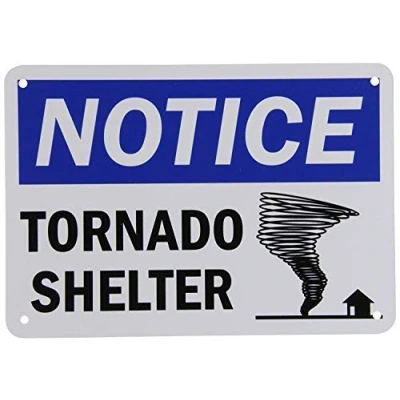 Image of Quote Metal Sign Notice Tornado Shelter Black Blue On White Aluminum Wall Post Home Decoration For Driveway 8x12 Inches