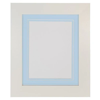 Image of Metro White Photo Picture Poster Frame with Double Blue Mount 20 x 16 for Image Size 15 10 inch
