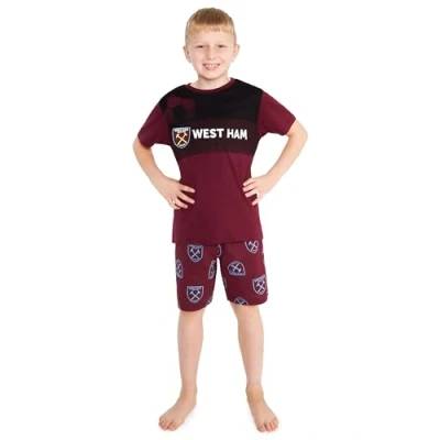 Image of West Ham United F.C. Boys Short Pyjamas Set Breathable Loungewear Gifts (Burgundy, 5 6 Years)