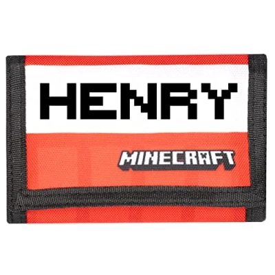 Image of Minecraft Kids Personalised Wallet Red TNT Video Game Money Your Name Pixel Letters Gifst Official Merchandise
